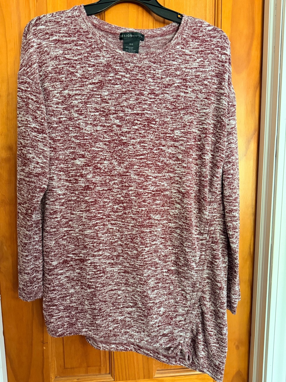 Design History Burgundy & White Marled Pullover